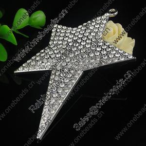 Zinc Alloy Pendant With Crystal Beads. A Grade. Fashion Jewelry Findings. Star 73mm. Sold by PC