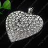 Zinc Alloy Pendant With Crystal Beads. A Grade. Fashion Jewelry Findings. Heart 48x48x5mm. Sold by PC