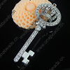 Zinc Alloy Pendant With Crystal Beads. A Grade. Fashion Jewelry Findings. Key 58x22x8mm. Sold by PC