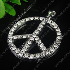 Zinc Alloy Pendant With Crystal Beads. A Grade. Fashion Jewelry Findings. Peace 52x3.5mm. Sold by PC