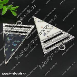 Zinc Alloy Pendant With Crystal Beads. Fashion Jewelry Findings. Triangle 71x46mm. Sold by PC