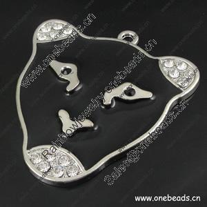 Zinc Alloy Pendant With Crystal Beads. Fashion Jewelry Findings. Animal 59x56mm. Sold by PC