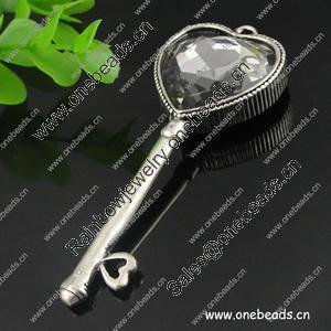 Zinc Alloy Pendant With Resin Beads. Fashion Jewelry Findings. Key 84x32x13mm. Sold by PC