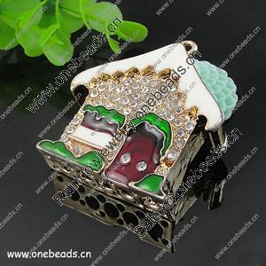 Zinc Alloy Christmas Pendant With Crystal Beads. Fashion Jewelry Findings. 51x46x14mm. Sold by PC