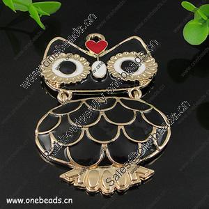 Zinc Alloy enamel Pendant with Crystal Beads. Fashion Jewelry Findings. Animal 72x46mm. Sold by PC