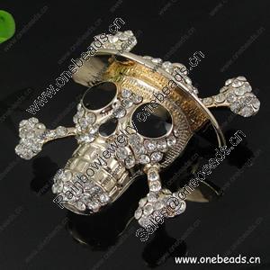 Zinc Alloy Pendant With Crystal Beads. Fashion Jewelry Findings. Skull 50x49mm. Sold by PC