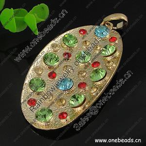 Zinc Alloy Pendant with Crystal beads. Fashion Jewelry Findings. 76x37mm. Sold by PC