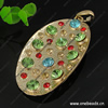 Zinc Alloy Pendant with Crystal beads. Fashion Jewelry Findings. 76x37mm. Sold by PC
