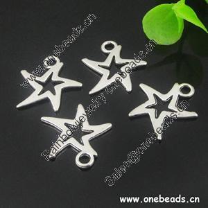 Pendant. Fashion Zinc Alloy jewelry findings. Star 18x19mm. Sold by KG