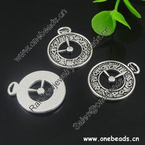 Pendant. Fashion Zinc Alloy jewelry findings. Clock 21x25mm. Sold by KG