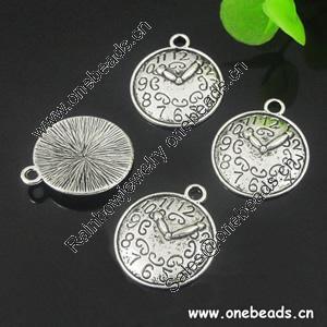 Pendant. Fashion Zinc Alloy jewelry findings. Clock 19x22mm. Sold by KG