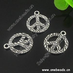 Pendant. Fashion Zinc Alloy jewelry findings. Peace 18x22mm. Sold by KG