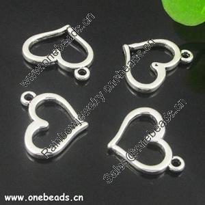 Pendant. Fashion Zinc Alloy jewelry findings. Heart 16x13mm. Sold by KG