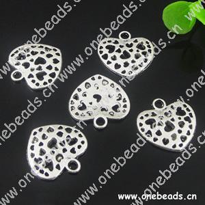 Pendant. Fashion Zinc Alloy jewelry findings. Heart 20x20mm. Sold by KG