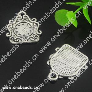 Pendant. Fashion Zinc Alloy jewelry findings. Clock 24x30mm. Sold by Bag