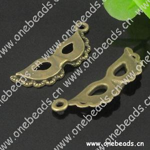 Pendant. Fashion Zinc Alloy jewelry findings. Mask 31x10mm. Sold by Bag