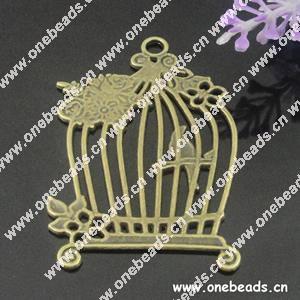 Pendant. Fashion Zinc Alloy jewelry findings. Birdcage 37x58mm. Sold by Bag