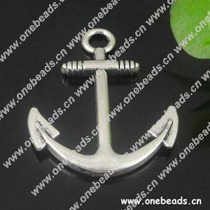 Pendant. Fashion Zinc Alloy jewelry findings. Anchor 31x25mm. Sold by Bag