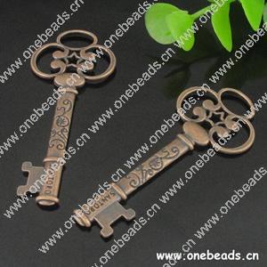 Pendant. Fashion Zinc Alloy jewelry findings. Key 60x25mm. Sold by Bag
