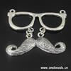 Pendant. Fashion Zinc Alloy jewelry findings. Glass & Mustache. 49x56mm. Sold by Bag
