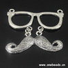 Pendant. Fashion Zinc Alloy jewelry findings. Glass & Mustache. 49x56mm. Sold by Bag