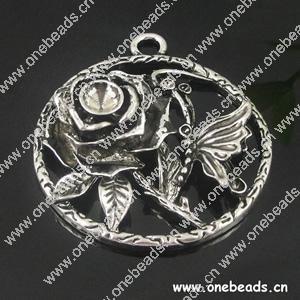 Pendant. Fashion Zinc Alloy jewelry findings. Flower 41x47x10mm. Sold by Bag