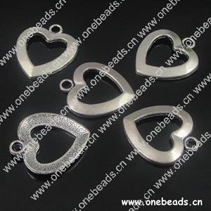 Pendant. Fashion Zinc Alloy jewelry findings. Heart 22x25mm. Sold by Bag