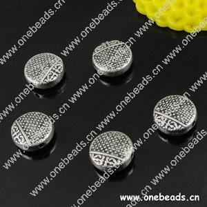 Beads. Fashion Zinc Alloy jewelry findings. Flat Round 10mm.Hole:1mm Sold by KG