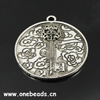 Pendant. Fashion Zinc Alloy jewelry findings. Flat Round 34x37mm. Sold by Bag
