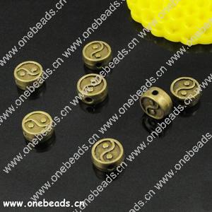 Beads. Fashion Zinc Alloy jewelry findings. Flat Round 7mm. Sold by KG