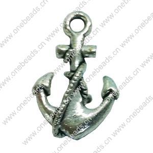 Pendant. Fashion Zinc Alloy jewelry findings. Anchor 19x12mm. Sold by Bag