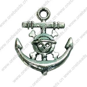 Pendant. Fashion Zinc Alloy jewelry findings. Anchor 20x18mm. Sold by Bag