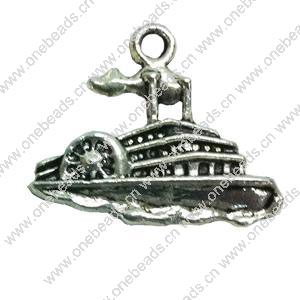Pendant. Fashion Zinc Alloy jewelry findings. Boat 20x13mm. Sold by Bag