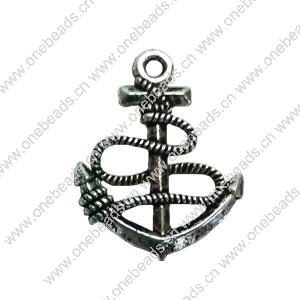 Pendant. Fashion Zinc Alloy jewelry findings. Anchor 23x18mm. Sold by Bag