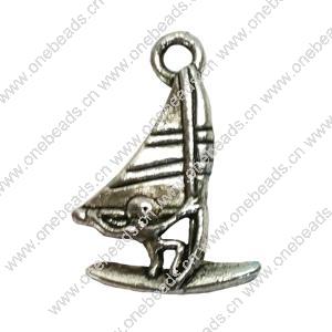 Pendant. Fashion Zinc Alloy jewelry findings. Boat 25x15mm. Sold by Bag