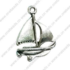 Pendant. Fashion Zinc Alloy jewelry findings. Boat 22x16mm. Sold by Bag
