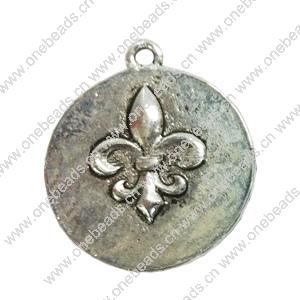 Pendant. Fashion Zinc Alloy jewelry findings. Flat round 25x23mm. Sold by Bag
