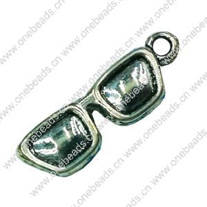 Pendant. Fashion Zinc Alloy jewelry findings. Glasses 19x6mm. Sold by Bag