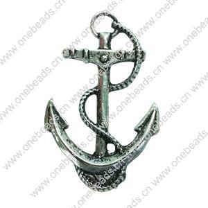 Pendant. Fashion Zinc Alloy jewelry findings. Anchor 46x28mm. Sold by Bag