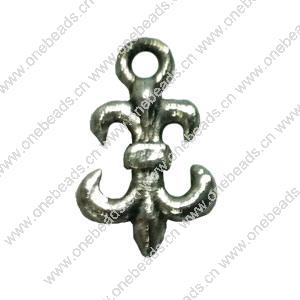Pendant. Fashion Zinc Alloy jewelry findings. Anchor 15x10mm. Sold by Bag
