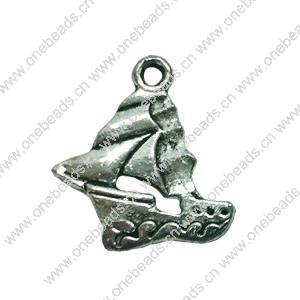 Pendant. Fashion Zinc Alloy jewelry findings. Boat 18x16mm. Sold by Bag