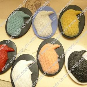 Cameos Resin Beads, A Grade, No-Hole Jewelry findings, 27x37mm, Sold by PC
