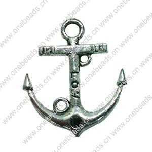 Pendant. Fashion Zinc Alloy jewelry findings. Anchor 23x18mm. Sold by Bag