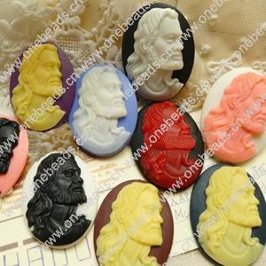 Cameos Resin Beads, A Grade, No-Hole Jewelry findings, 30x40mm, Sold by PC