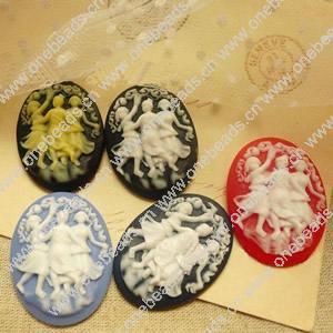 Cameos Resin Beads, A Grade, No-Hole Jewelry findings, 29.5x39mm, Sold by PC