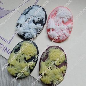 Cameos Resin Beads, A Grade, No-Hole Jewelry findings, 21x32mm, Sold by PC