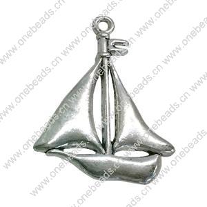 Pendant. Fashion Zinc Alloy jewelry findings. Boat 48x38mm. Sold by Bag