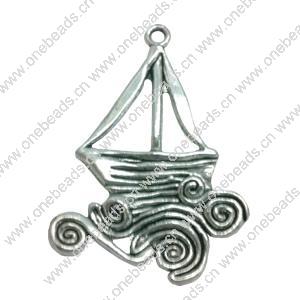 Pendant. Fashion Zinc Alloy jewelry findings. Boat 65x45mm. Sold by Bag