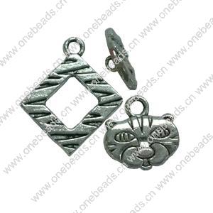 Clasps. Fashion Zinc Alloy jewelry findings.   Loop:25x18mm. Bar:15x6mm. Sold by KG