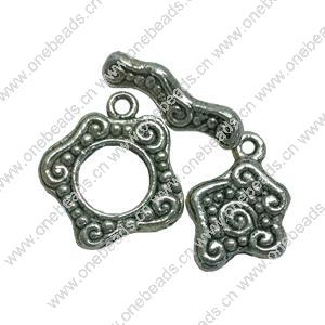 Clasps. Fashion Zinc Alloy jewelry findings.   Loop:19x15mm. Bar:20x6mm. Sold by KG